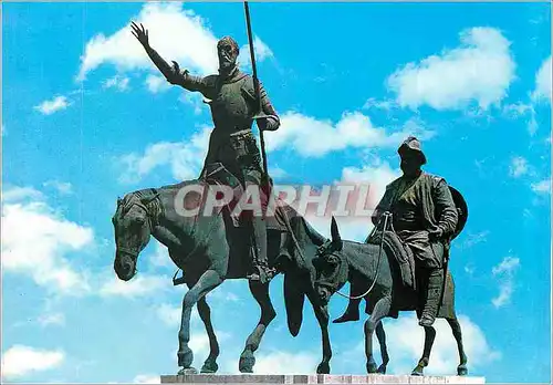 Moderne Karte Madrid Monument a Cervantes Don Quichotte Sancho Pancha