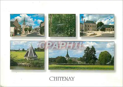 Cartes postales moderne Chitenay (Loir et Cher)Place de l'eglise le cerf de la Cocherie Place de la mairie vues generale