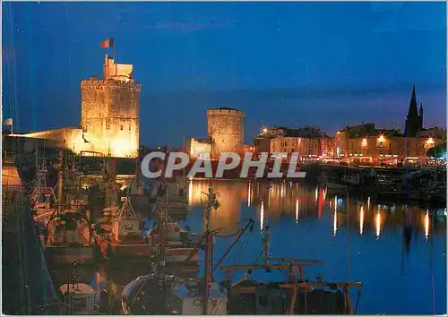 Moderne Karte La Rochelle (Ch Mme)Effe de nuit la tour St Nicolas et la tou de la Chaine  le cours des Dames e