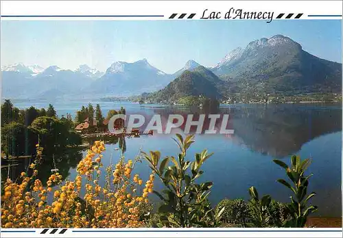 Moderne Karte Lac d'Annecy dans le decoi du petit lac et du massif des Buages la baie de Tailloirs et Duingt