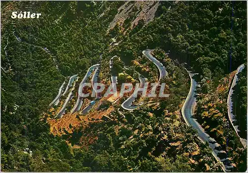 Moderne Karte Mallorca (Baleares)Espana Soller Carretera del Coll vista aerea