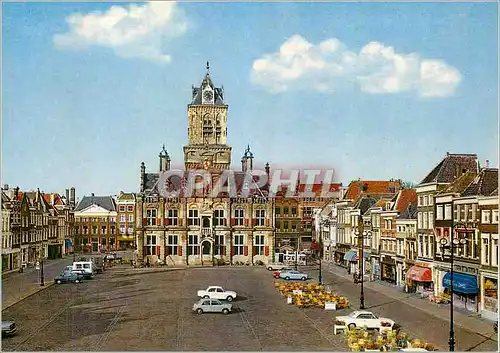 Moderne Karte Delft Mark mot Stadhuis