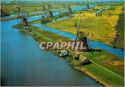 Moderne Karte Panorama Molens Kinderdijk Moulins