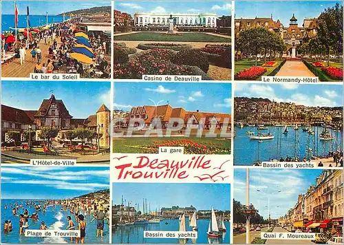 Cartes postales moderne Deauville Trouville Le bar du soleil Casino de Deauville Le Normandy Hotel Bassin des yachts Pla