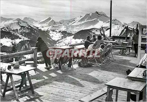 Moderne Karte Super Morzine (Haute Savoie) Vue sur le Mont Chery et le Roc d'enfer