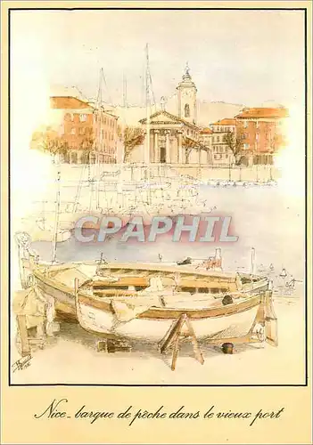 Moderne Karte La Cote d'Azur inoubliable Nice Barque de peche dans le vieux port Bateau