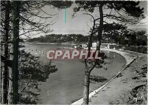 Moderne Karte Trebeurden (C du N)La plage de Trozoul et le port a travers les arbres du Castel