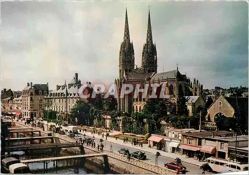 Cartes postales moderne La Bretagne en Couleurs Quimper La Cathedrale et les Ponts sur l'Odet