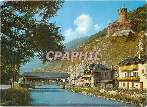 Cartes postales moderne Martigny pont couvert et chateau de la Batiaz