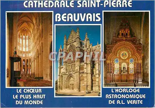 Cartes postales moderne Beauvais (Oise)France La Cathedrale St Pierre Le Choeur Portail et Transped Sud Horloge Astronom