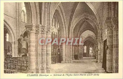 Cartes postales Etampes Historique Interieur de l'Eglise Saint Martin (XII siecle)