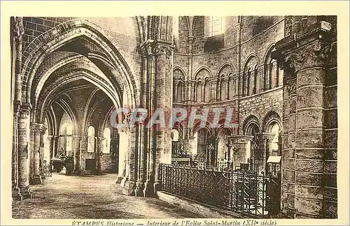 Cartes postales Etampes Historique Interieur de l'Eglise Saint Martin (XII siecle)