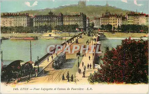 Cartes postales Lyon Pont Lafayette et Coteau de Fourviere Tramway