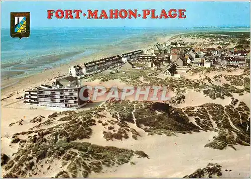 Moderne Karte Fort Mahon Plage Somme Cote d Opale France Vue generale avec les dunes et la plage