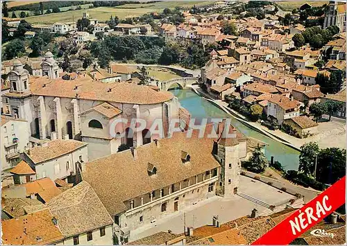 Cartes postales moderne Nerac L et Gar Vue aerienne Le chateau l eglise et le vieux pont