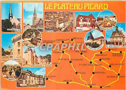 Moderne Karte Le Plateau Picard Oise Montreuil sur Breche Breteuil Tricot Estrees St Denis Ressons sur Matz Cl