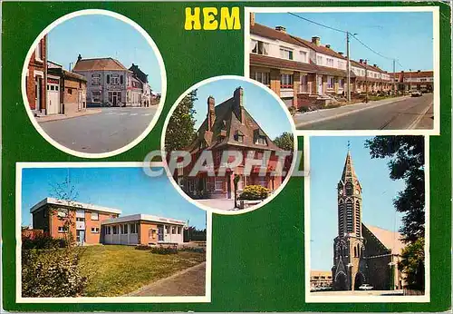 Cartes postales moderne Hem Nord La rue principale La mairie La Vallee La poste L eglise