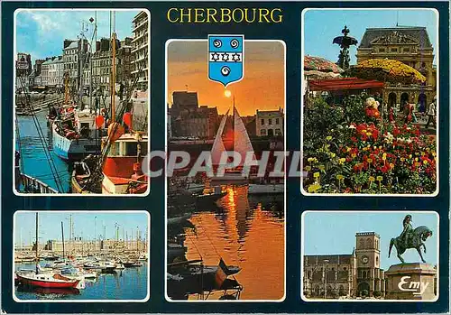 Cartes postales moderne Cherbourg Manche Les cordiers au auqi de Caligny Le Bassin Bateaux