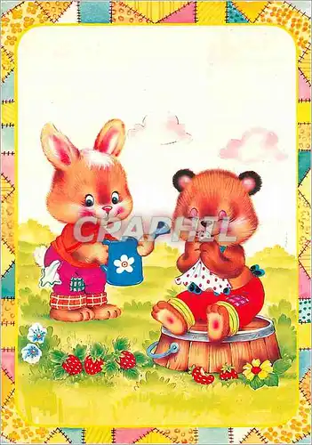 Cartes postales moderne Ours Lapin
