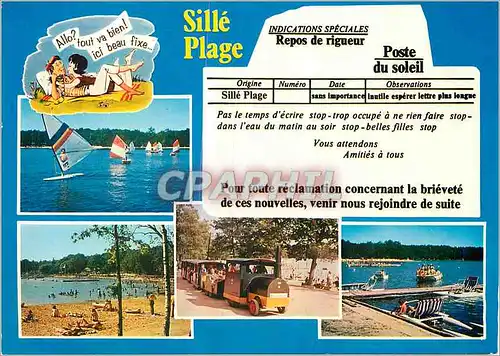 Moderne Karte Sille le Guillaume Sarthe Sille Plage Train