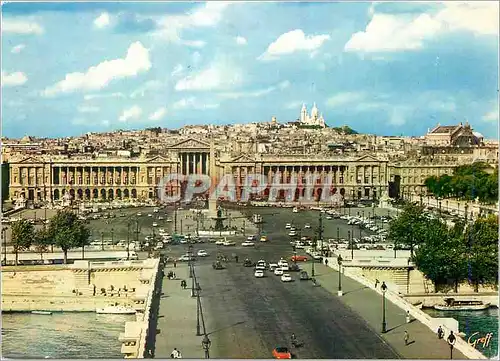 Moderne Karte La Place de la Concorde A l horizon le Sacre Coeur et a droite l Opera