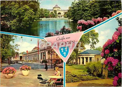 Cartes postales Kurstad Wiesbaden Kurgarten mit Kurhaus