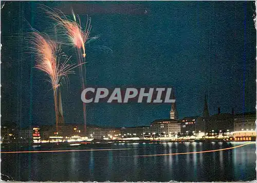 Cartes postales Hamburg Feuerwerk auf der Binnenalster