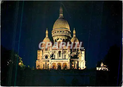 Ansichtskarte AK Paris La Basilique du Sacre Coeur illuminee