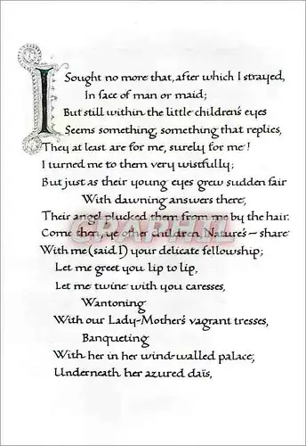 Cartes postales moderne Page from The Hound of Heaven  by Francis Thompson Victoria and Albert Museum