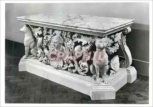 Cartes postales moderne Side table Carved pinewood painted white with white marble Victoria and Albert Museum