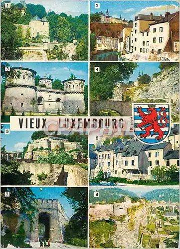 Moderne Karte Luxembourg Les Trois Tours Vue pittoresque au Grund Trois Glands