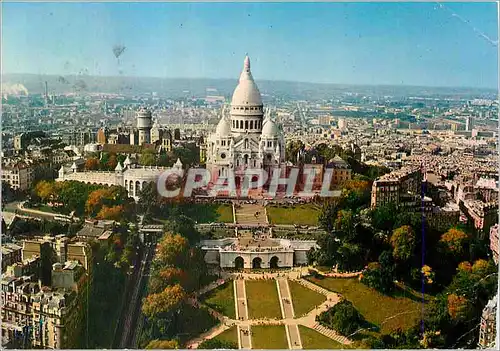 Moderne Karte Paris Vue aerienne Basilique du Sacre Coeur de Montmartre