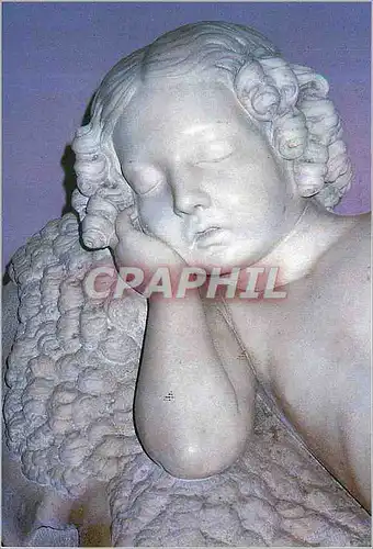 Moderne Karte Le sommeil de saint Jean Baptiste enfant sculpture marbre