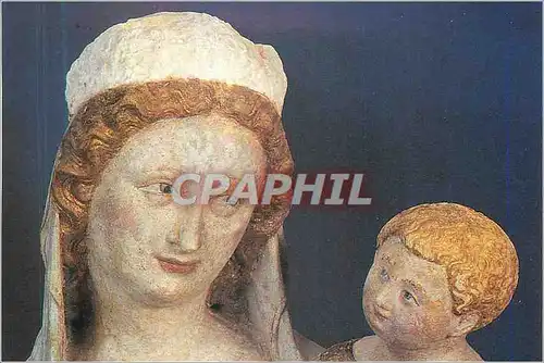 Cartes postales moderne Vierge et l enfant detail sculpture pierre polychrome et doree