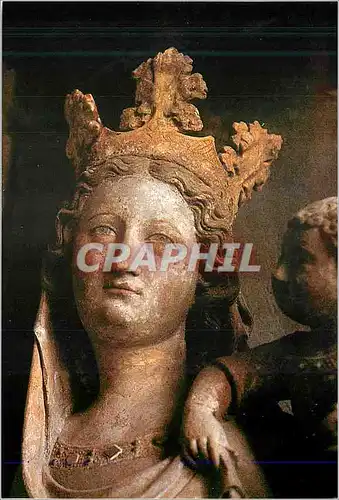 Cartes postales moderne Vierge et l enfant detail sculpture piere polychrome et doree