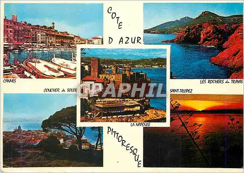 Moderne Karte Cote d Azur Souvenir de la Cote d Azur Cannes Les rochers du Trayas La Napoule