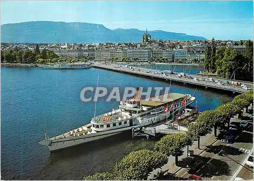 Moderne Karte Geneve Le Bateau salonLa Suisse le pond tu Mont Blanc et la ville