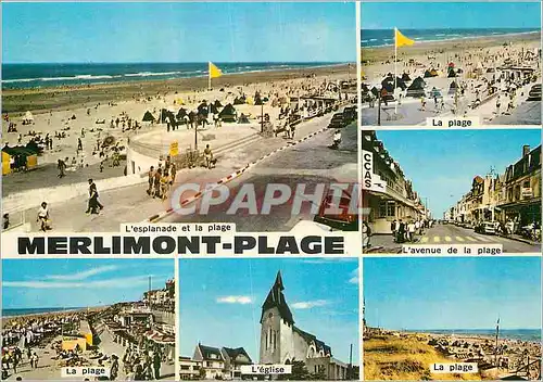 Cartes postales moderne Merlimont Plage Pas de Calais L'esplanade et la plage L'avenue de la plage L'eglise
