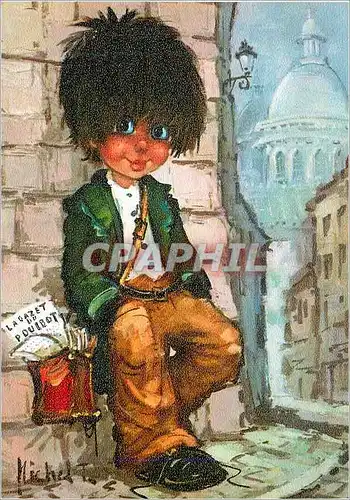 Cartes postales moderne Poulbot de Michel Thomas le Vendeur de journaux Paris Sacre C�ur