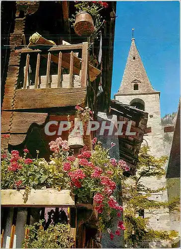 Cartes postales moderne Balcon fleuri a Evolene Valais