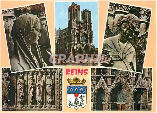 Cartes postales moderne Reims Facade de la Cathedrale La Vierge de la Visitation