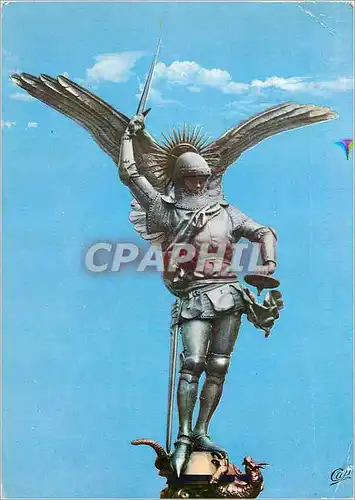 Cartes postales moderne Abbaye du Mont Saint Michel Statue de Saint Michael par Fremiet