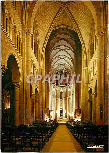 Moderne Karte Le Mans Sarthe La cathedrale Saint Julien La Nef Romane illuminee