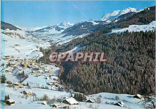 Cartes postales moderne Flumet Depuis St Nicolas La Chapelle Vue generael les pistes la chaine des Aiguilles de Chamonix