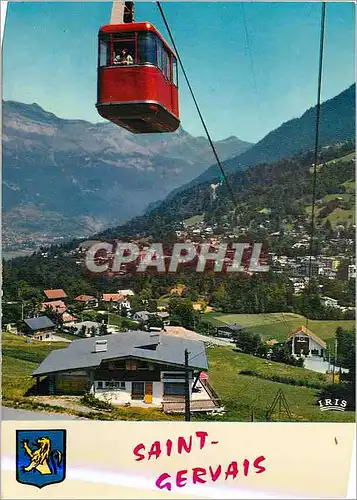 Cartes postales moderne Saint Gervais les Bains (Hte Savoie) Vue Generale et Telepherique Bettex Mont d'Arbois