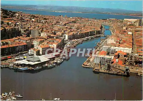 Moderne Karte Sete (Herault) La Venise Languedocienne En Avion au Dessus du Port de Peche