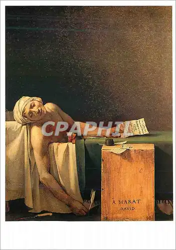 Cartes postales moderne Louvre Exposition David 1989 1990 Marat Assassine Toile Louis David 1748 1825