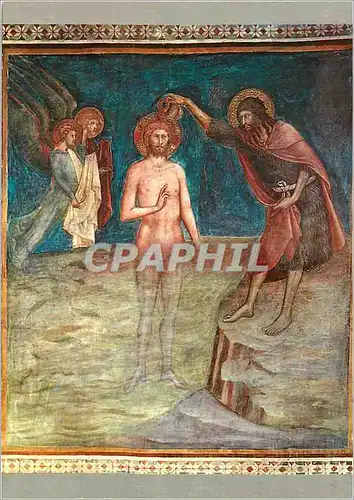 Cartes postales moderne Citta di S Gimignano Eglise Collegiale Barna da Siena 1380 Bapteme de Jesus