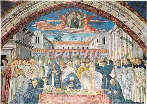 Cartes postales moderne S Gimignano Chiesa S Agostino La Mort de St Augustin (B Gozzoli 1465)