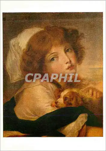 Moderne Karte Musee Cognaca Jay Paris Jean Baptiste Greuze (1725 1805) Jeune Fille au Petit Chien